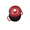 A red enameled cast iron pot with its lid slightly ajar, viewed from directly above. Anteprima dell’immagine prodotto