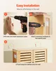 Instructions for mounting a cabinet to the wall. Voir les images du produit