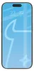 A smartphone screen with a light blue background and a stylized graphic. The time and date are displayed at the top. Produktbild-Vorschau