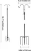 Diagrams showing the dimensions of a shepherd's hook. Produktbild-Vorschau