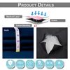 Collage of product details including fabric layers, a measuring tape, and close-up of material, along with feature icons. Produktbild-Vorschau