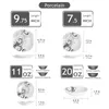Diagrams showing the dimensions and capacities of porcelain plates and bowls. Náhled obrázku produktu