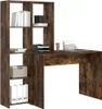 vidaXL Psací stůl kouřový dub 138,5 x 55 x 143 cm materiál Náhled obrázku produktu 3