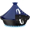 A cutaway illustration of a tajine pot on a stove, showing the cooking process. Voir les images du produit