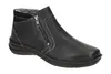 A black leather ankle boot with a zipper closure and white stitching, shown from a side-angle on a white background. Voir les images du produit