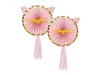 Papier Rosetten Deko 26cm Katzen mit Ohren 2er Set Rosa / Produktbild-Vorschau 1