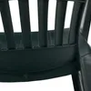 A close-up view of the back of a green plastic chair, showing the slatted design and curved base. Náhled obrázku produktu