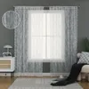 Voile blanc Fleurs brodées Rideau Tulle Dentelle Décoratif, Voir les images du produit 1