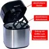 An ice cream maker with its lid open, showing the mixing paddle inside. Text labels point out different parts of the appliance. Produktbild-Vorschau