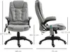 Two views of a gray office chair with dimensions indicated. Podgląd zdjęcia produktu