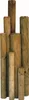 A collection of wooden posts of varying heights and diameters arranged together. Produktbild-Vorschau