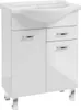 A white bathroom vanity with a sink and chrome legs, shown against a white background. Náhľad obrázku produktu