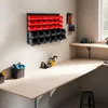 A workshop with a wall-mounted storage system and a workbench. Produktbild-Vorschau