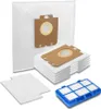 A collection of vacuum cleaner bags and filters are displayed against a white background. Produktbild-Vorschau