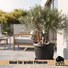 BigDean 62cm Blumentopf mit Untersetzer rund Anthrazit - Produktbild-Vorschau 5