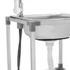 A close-up view of a stainless steel sink and its plumbing on a white background. Podgląd zdjęcia produktu
