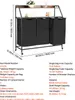 A laundry sorter with three compartments and a wooden top shelf, shown with dimensions and specifications. Podgląd zdjęcia produktu