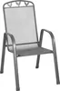 A single gray metal garden chair with armrests and a mesh back and seat, shown against a white background. Produktbild-Vorschau