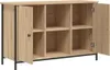 An open wooden cabinet with black metal legs. Náhled obrázku produktu
