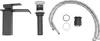 A set of bathroom faucet components, including a waterfall faucet, a drain assembly, and flexible hoses, laid out on a white background. Náhled obrázku produktu