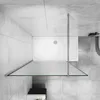 A top-down view of a shower enclosure with a glass panel and a shower tray. Produktbild-Vorschau