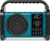 A teal and black Medion DAB+ construction radio is shown against a white background. Produktbild-Vorschau