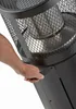 A hand is shown gripping a handle on the side of a black patio heater. Produktbild-Vorschau