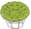 A round green cushion on a white rattan chair. Produktbild-Vorschau