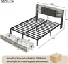 CDGlobal Lit métallique double 160x200cm avec USB, Lit pour Voir les images du produit 10