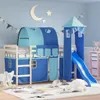 vidaXL Závesy pre podkrovnú posteľ s tunelom a vežou Blue Náhľad obrázku produktu 2