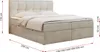 A beige upholstered box spring bed with a headboard, shown from the side with dimensions indicated. Produktbild-Vorschau
