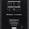The back panel of a Presonus Eris Studio 8 active monitor speaker, showing input and acoustic tuning controls, as well as branding and safety information. Voir les images du produit