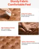 Collage of images showcasing the features of a brown leather ottoman. Anteprima dell’immagine prodotto