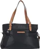A black tote bag with brown leather accents and straps is shown against a white background. Voir les images du produit