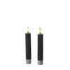 LED Stabkerzen LINA - Rustik-Optik - Echtwachs - 3D Flamme - H: 14cm - Timer - grau - 2er Set Produktbild-Vorschau