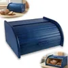 CHLEBAK dřevěný velký MODRÝ 40x29x18cm nádoba na pečivo Náhled obrázku produktu 1
