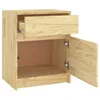 A light wood nightstand with one drawer and one cabinet door open. Produktbild-Vorschau