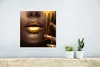 MuchoWow® Poster Frau - Gold - Lippen 30x30 cm - Wandposter Produktbild-Vorschau 5