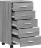 vidaXL Zásuvková skříňka s kolečky Dřevěný materiál Grey Náhled obrázku produktu 5