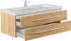 Badmöbel Waschplatz Marmor Carrara White "YAMO 130" Eiche Produktbild-Vorschau 4