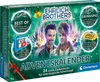 The image shows the front of a green cardboard box for an advent calendar themed around the Ehrlich Brothers, a magic duo. The box features images of the duo, promotional text, and graphics related to magic and Christmas. Produktbild-Vorschau