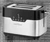 A toaster is shown from a front-diagonal angle against a textured gray background. Náhled obrázku produktu