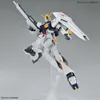A model kit of a Gundam robot is displayed on a clear stand against a light gray background. Anteprima dell’immagine prodotto