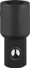 A close-up studio shot of a black metal socket adapter. Podgląd zdjęcia produktu