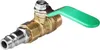 A close-up studio shot of a brass pneumatic valve with a green handle. Produktbild-Vorschau