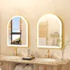 A luxurious bathroom vanity with two arched LED mirrors above double sinks. Náhled obrázku produktu