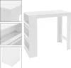 A white bar table with integrated shelving, shown with close-up details of its construction. Produktbild-Vorschau