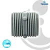 A close-up studio shot of a gray plastic plumbing fitting against a white and gray background. Produktbild-Vorschau