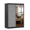 A wardrobe with sliding doors, one of which is mirrored, reflecting a room interior. Voir les images du produit