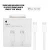 A white box with an Apple logo and product details, alongside two white USB-C cables. Produktbild-Vorschau